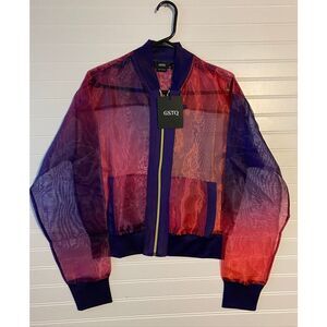 GSTQ Sunset Sheer Bomber Jacket Sz M